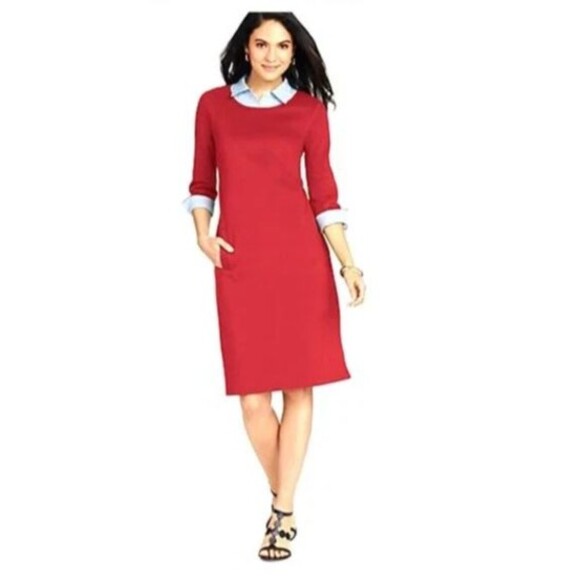 Talbots Dresses & Skirts - NEW~Women's TALBOTS Red Pique Cotton Layered Look Collared Shirt Dress Size 1X